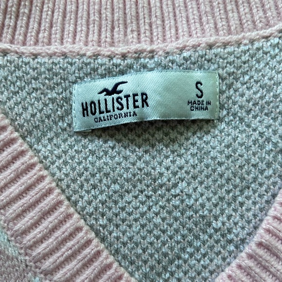 small hollister pink plaid sweater vest / tank top - Picture 3 of 3